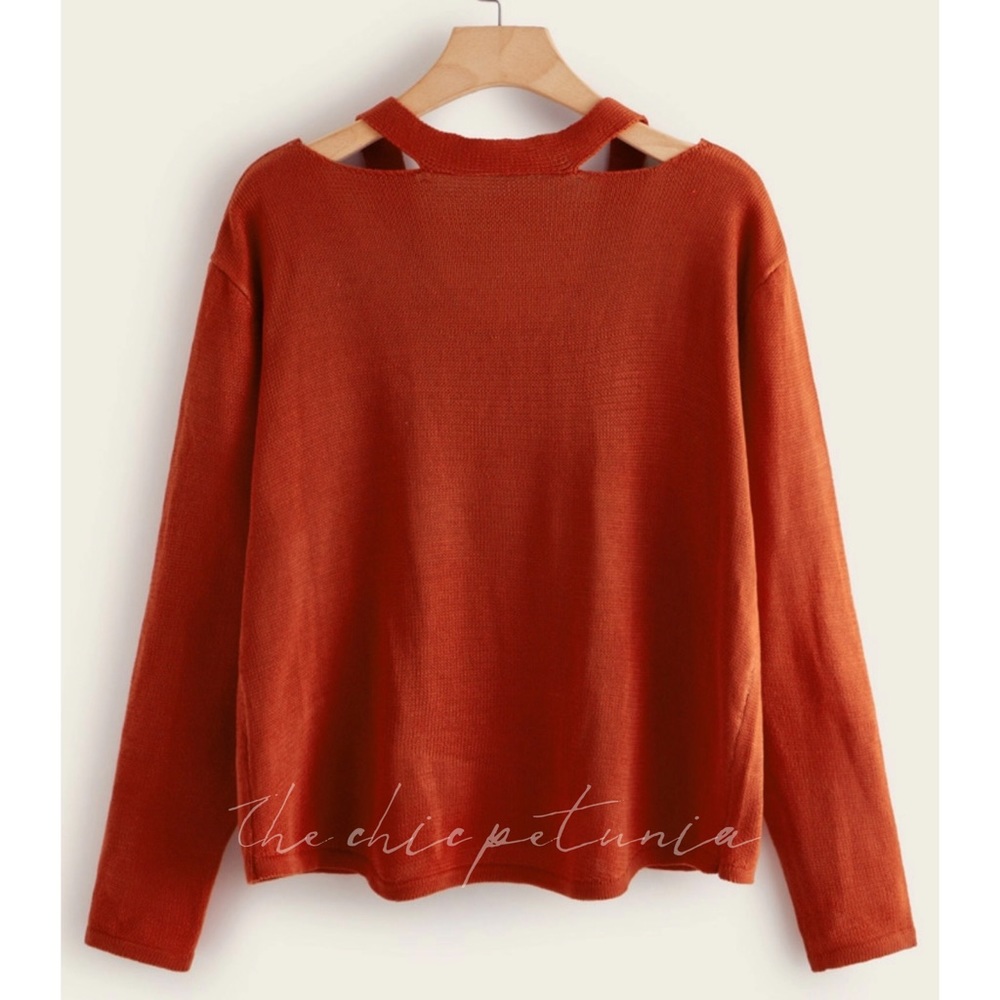 PLUS rust cut out pullover sweater high low - Picture 2 of 3